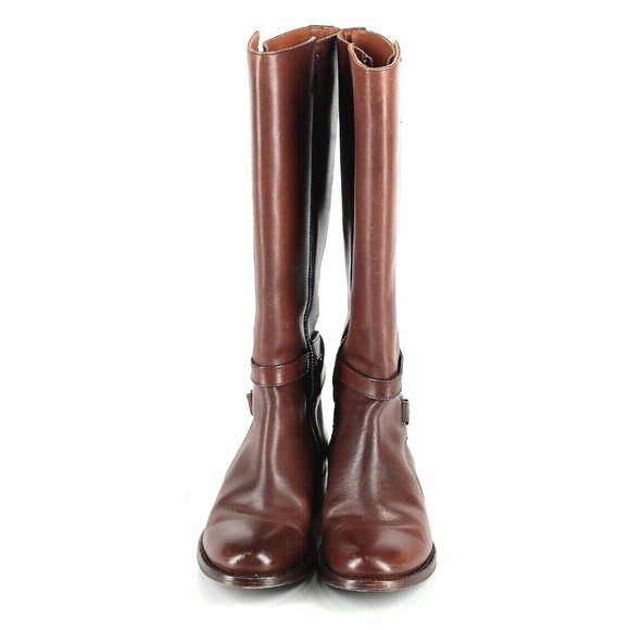 Frye Jordan Strap Tall Leather Riding Boots Womens Size 6 B Brown Worn Twice - Picture 2 of 6
